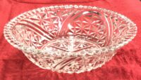 Vintage Clear Glass Large Serving Bowl 11″ Starburst Pinwheel Sawtooth Edge used - photo 2