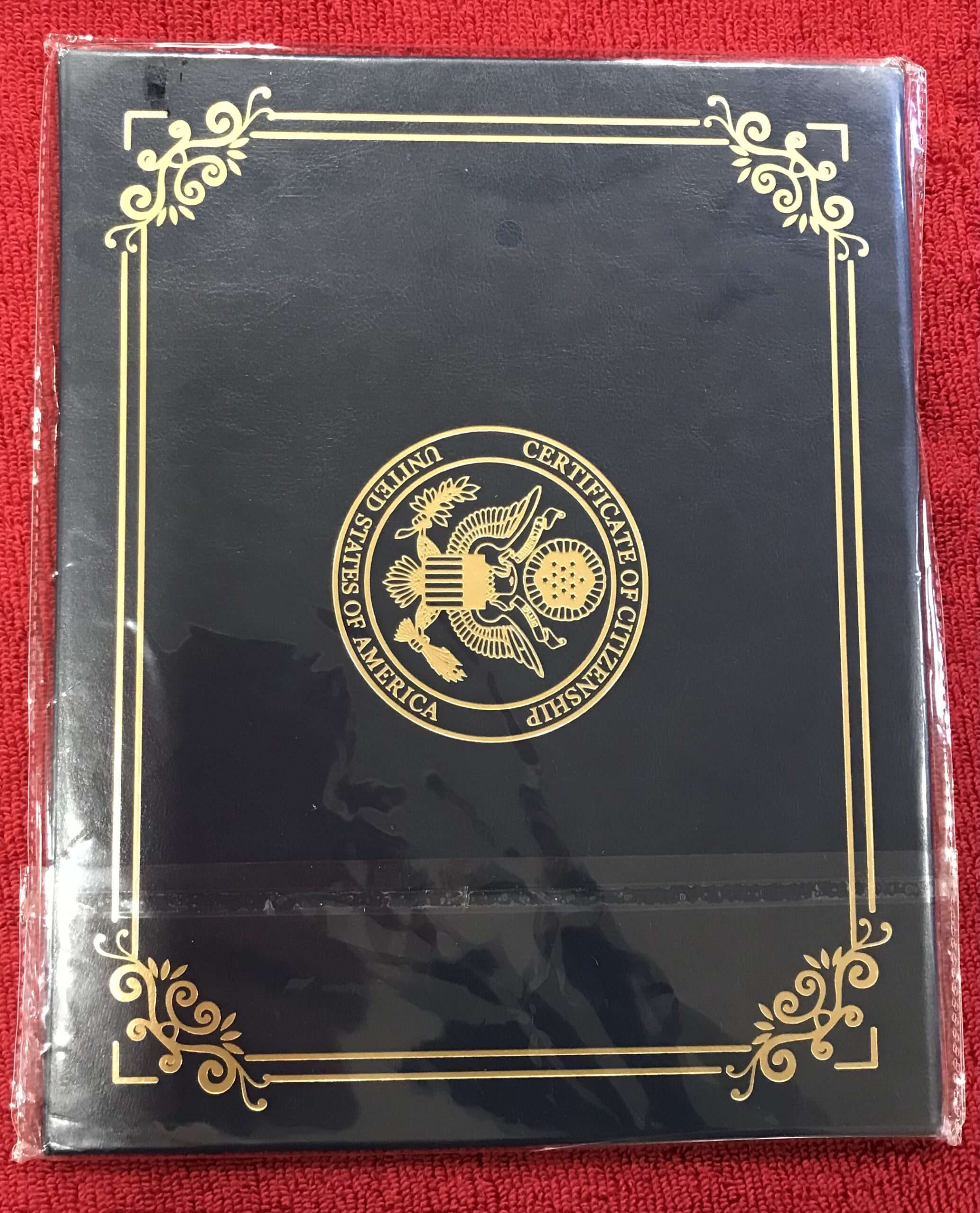 US Citizenship Certificate Holder Naturalization Document Cover Navy Blue Gold